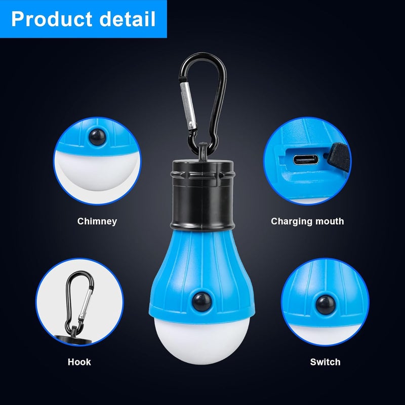 Jarxin Led Camping Lantern USB Rechargeable,Outdoor Tent Lights for Camping Hanging,Kids with Clip Hook Camping Flashlight (2 Packs Black) - Image 5